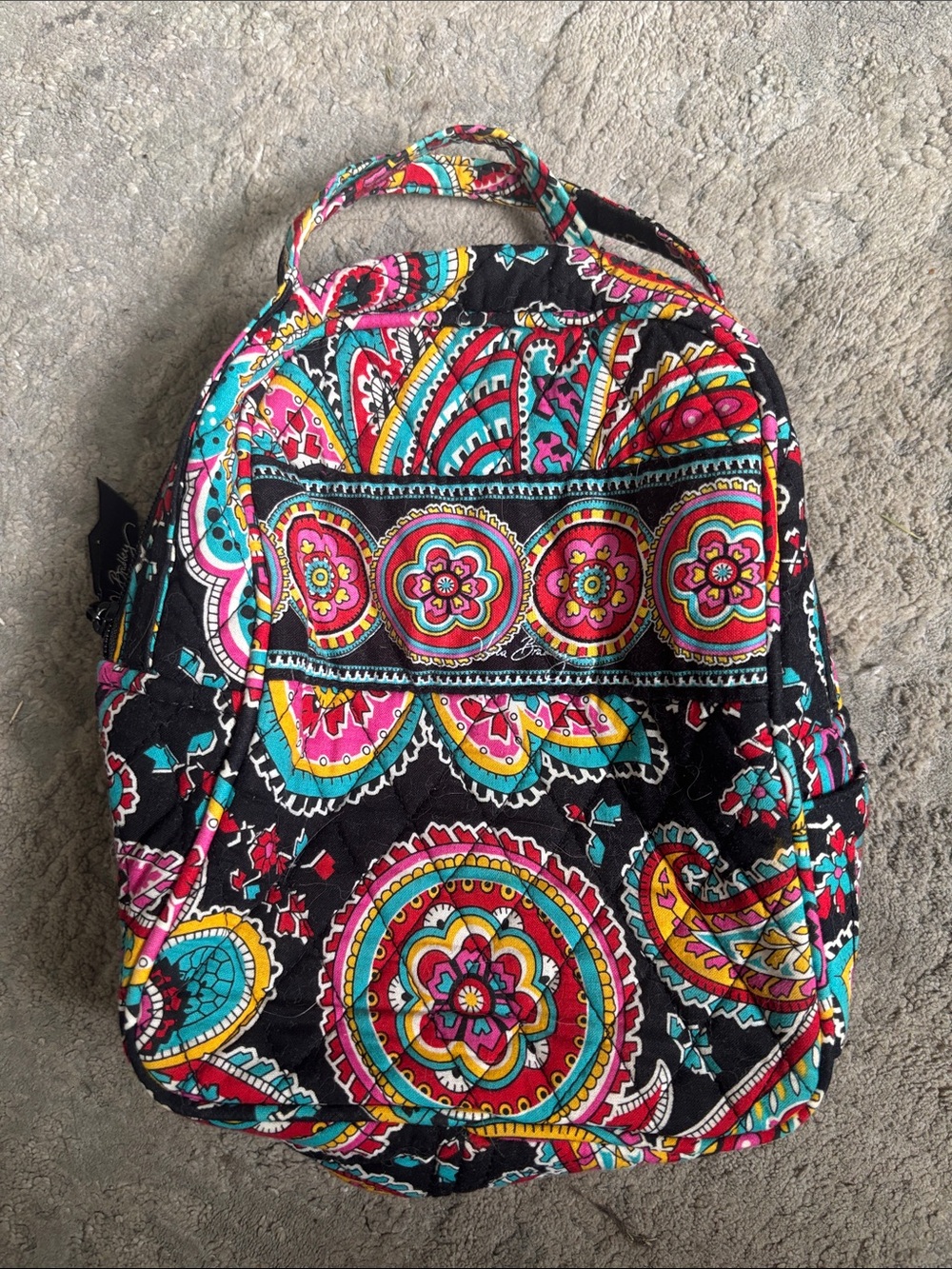 Vera Bradley Black Multi Paisley Quilted Mini Backpack